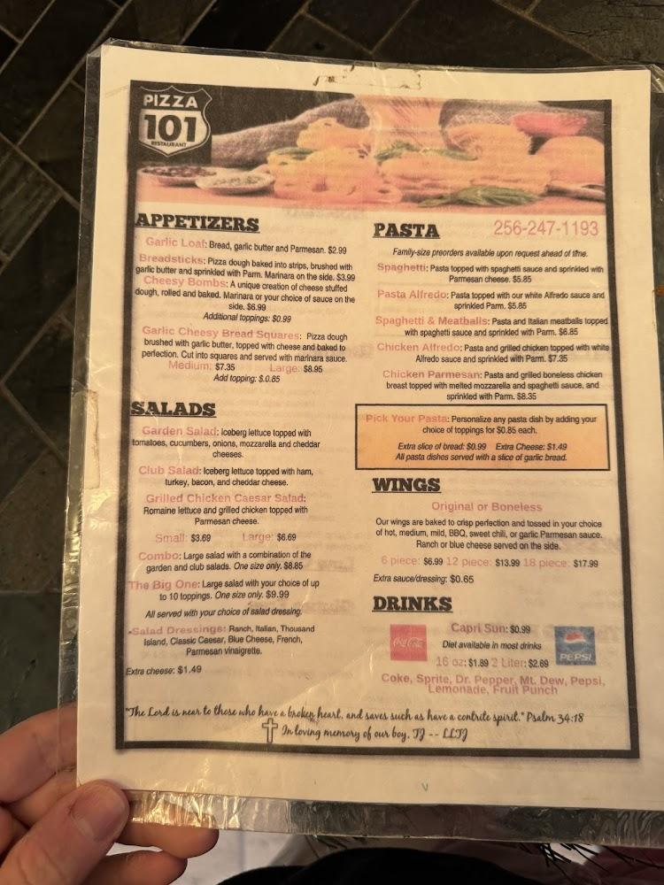 101 Pizzeria Menu image 1